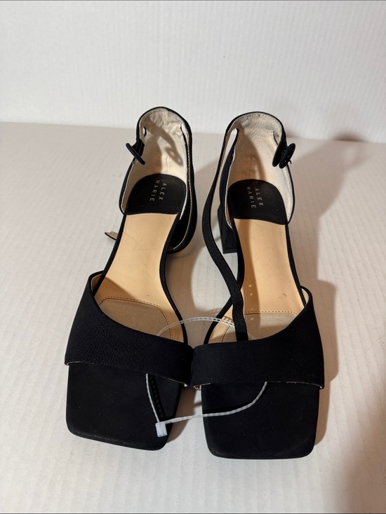 Alex Marie Shoes - Alex Marie Black Square-Toe Ankle-Strap Block Heel Sandals